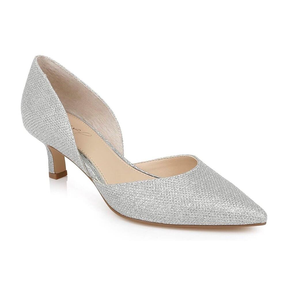 Jewel Badgley Mischka Dotty Glitter D’orsay Kitten Heel Size 5 EUC